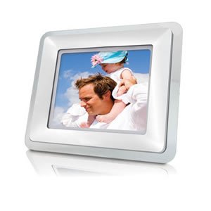 Coby DP559 Digital Photo Frame with detachable stand and power adapter