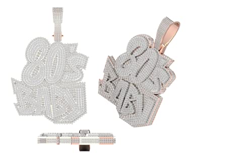 TISHYA JEWELLERS"80's BABY Hip Hop Charm Pendent Round Simulated Diamond Customize 14K Yellow Gold Finish