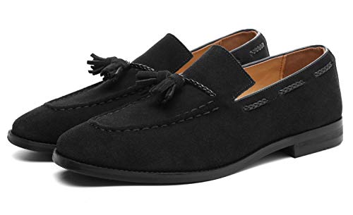Santimon Mens Loafers Tassel Fringe Suede Casual Driving Slip on Dress Shoes Moccasins4