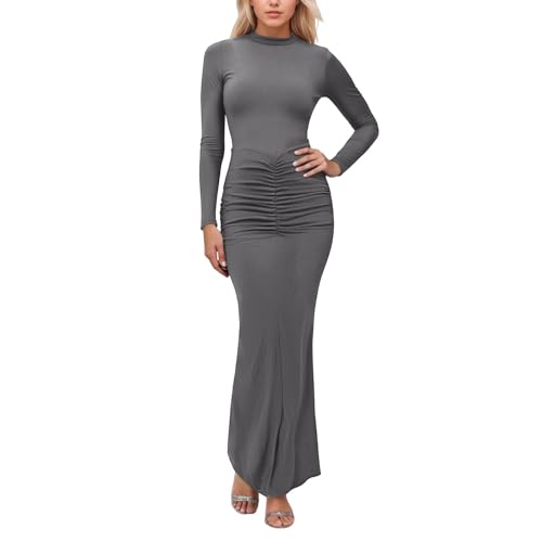 Robe moulante manches longues col montant vêtement chic pour femme