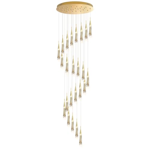 Lustre d'escalier de luxe en cristal pour illuminer un grand hall de villa
