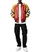 EASTIFIED Mens 8 Ball Pool Billiard Bomber Lightweight Casual Stylish Fashion 80s 90s Retro Zip Up Faux Leather Jacket (3X-Large, Red Yellow Green)
