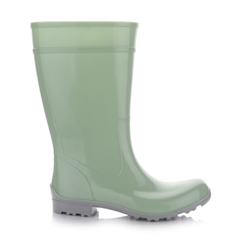 LEMIGO Damen Gummistiefel Wasserdicht Hohe Regenstiefel Gartenschuhe 967 Ilse (Minze, 39)