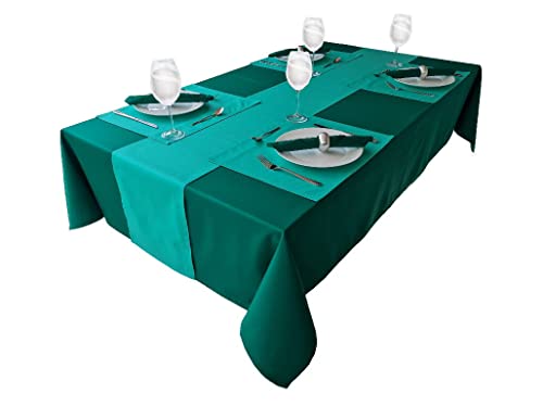 Hochwertige Tischdecke Tischwäsche aus 100% Baumwolle Kollektion Konzept, Farbe & Größe wählbar (Tischdecke - 150x220cm, Tannengrün) – Ansicht 3