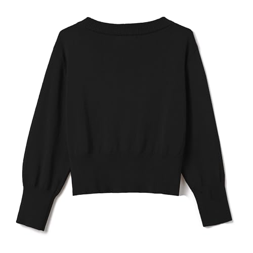 Girls Cropped Cardigan Sweater [Cute Petal Buttons] 3/4 Sleeve Short Cardigan for Dress2