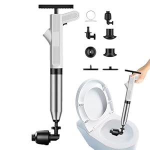 Luchtafvoerplunjer, afvoerverstoppingsverwijderingspomp | Krachtige spoelbaktoiletontcloggerpomp met realtime barometer – Universeel pijpleidinggereedschap voor keukenbadkamer, afvoerreiniger Jacekee