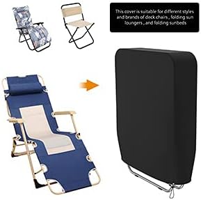 2Pack Outdoor Foldable Reclining Chair Cover Foldable Garden Chair Cover Waterproof Windproof Heavy Duty Rip Proof 190T Oxford Fabric Folding Lounger Cover with Storage Bag Black - Image 3