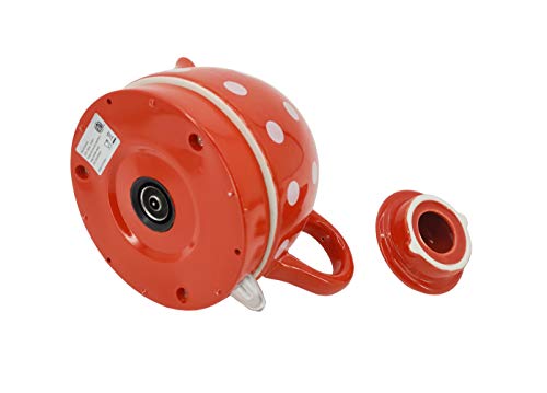 Hervidor eléctrico cerámico rojo con lunares blancos 1L 110V miniatura 4
