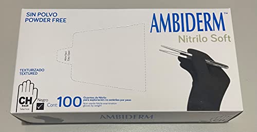 caja de guantes de nitrilo negro marca AMBIDERM