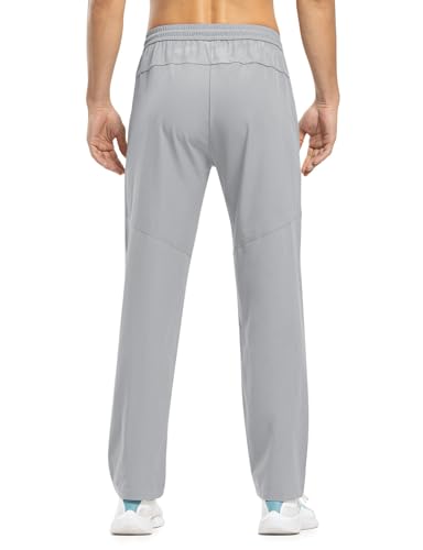 TBMPOY Men's Lightweight Hiking Travel Pants Athletic Outdoor Sports Elastic Waist Water Resistant Sweatpants 2 Pockets