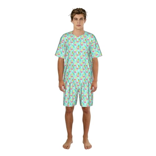 Pyjama short homme imprimé flamant rose idéal pour les matins détendus en terrasse