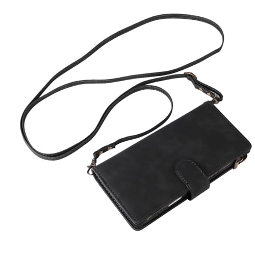 Étui portefeuille en cuir pour iPhone 16 contre les chutes avec fermeture éclair