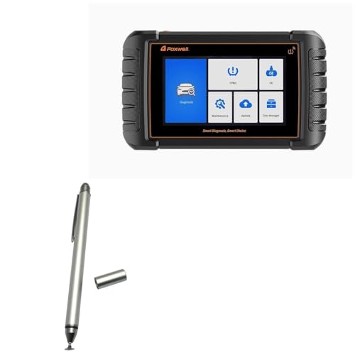 BoxWave Stylus Pen Compatible with Foxwell i70TSII - DualTip Capacitive Stylus, Fiber Tip Disc Tip Capacitive Stylus Pen - Metallic Silver