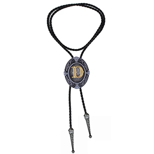 Btilasif Bolo Tie Native American Western Cowboy Alphabet Golden Initial Letter A To Z Leather Necktie Bola Tie For Men Women D #TOP4
