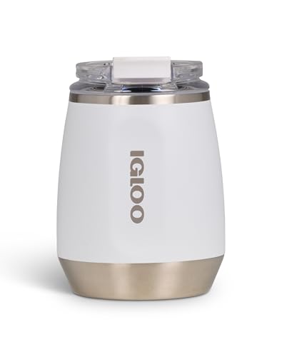 IGLOO Vaso térmico para vino 10, Vaso de vino de acero inoxidable, taza, blanco, 0,3 L, aislado, a prueba de fugas.