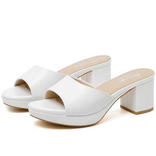 Image of RIBONGZ Block Heels Prom Heeled Sandals for Women Chunky Square Open Toe Strappy High Heels Ankle Strap Wedding Bridal Shoes High Heel Sandals for Party Dress