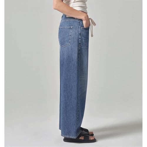 Jean Sweatpants Women Elastic Waist Drawstring Baggy Denim Pant High Waisted Baggy Straight Wide Leg Denim Pants4