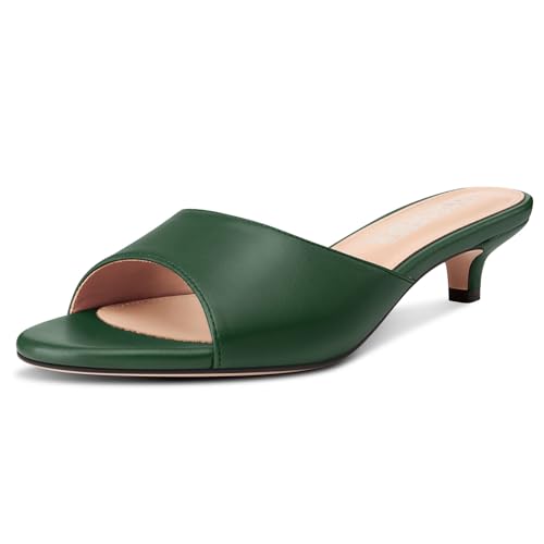Image of TNYNFBEB Womens Low Kitten Heel Open Toe Sandals Mules Shoes Slingback Prom Party Dress Summer 1.4 Inches Heels