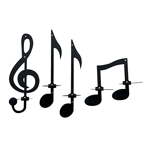 Black Musical Note Wall lamp, Retro Art Musical Note Candle Holder, European Musical Note Left Key Decorative Candle Holder, Creative Metal Candle Holder Hanging (4 PCS)