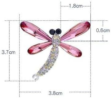 Elegant Dragonfly Brooch Female, Simple and Compact, Crystal Element Jewelry Decoration, for Girls Gifts (Gold，Pink)
