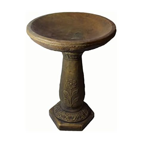 Solid Rock Stoneworks Daisy Pool Birdbath- 26" Tall x 19" Dia- Espresso Cover