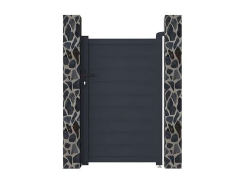 Vente-unique - Tür komplett anthrazit aus Aluminium Nazario - L100 x H158 cm