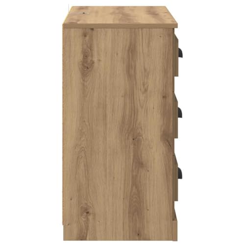 vidaXL Vitrina con cajón Roble Artesanal 70 x 35,5 x 67,5 cm, Amplio Espacio, aparador rústico, Resistente Mueble de Madera, cómodo Organizador para el hogar - imagen 9
