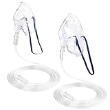 Ventisera 2 Pack Oxygen Mask for Face with 6.6 Ft Tubing and Adjustable Elastic Strap - Adult - Clear Size M L (No Cup)