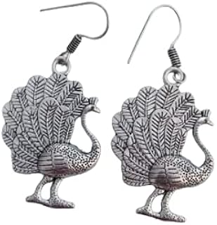 Peacock Design Earrings, Boho Earrings, Drop & Dangle Earrings, Wedding Earrings, Bridesmaid Earrings, Designer Earrings, Silver Plated Earrings, Charm Earrings, Handmade Earrings, Halloween Gifts