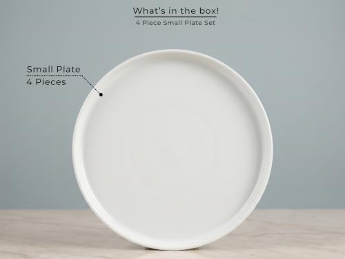 Image of Bodhi House 4-Piece Ribbed Porcelain Quarter Plate Set | White Dinnerware, Chip Resistant, Lightweight, Microwave & Dishwasher Safe Crockery Set for Home & Gifting