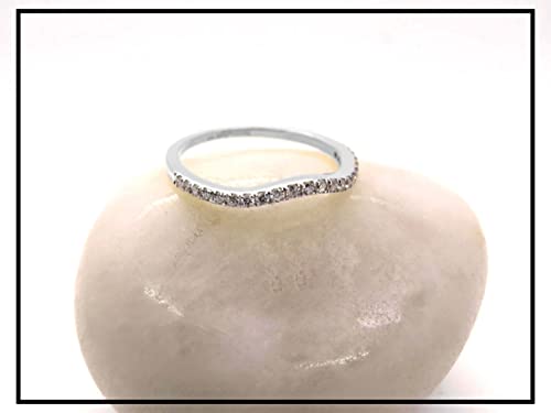 Dazzlingrock Collection 0.20 Carat (ctw) Round White Diamond Ladies Anniversary Contour Wedding Band 1/5 CT, Sterling Silver2