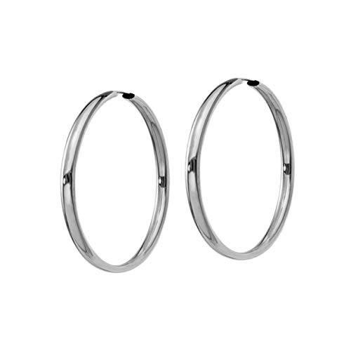 Galaxy Gold GG 14k Solid White Gold Endless Loop Hoop Timeless Earrings 2 mm Gauge/Thickness Available in Multiple Diameters -2