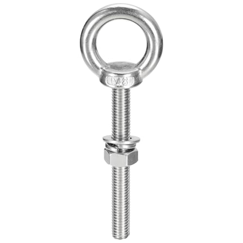 Image of uxcell Lifting Eye Bolt, 1 Set M8 x 60mm Eye Bolt with Nut Washer 304 Stainless Steel Shoulder Lifting Ring Eye Bolt for Hanging Item