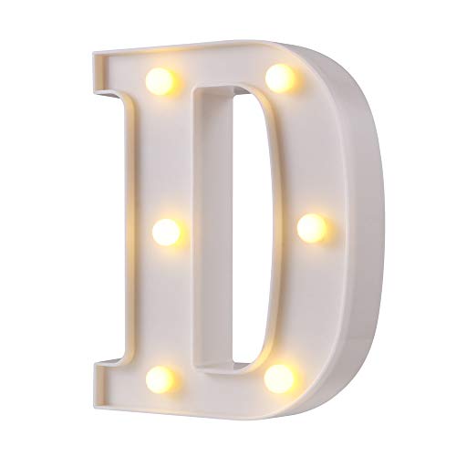 Image of LED Marquee Letter Lights, 26 Alphabet Light Up Letters Sign Perfect for Night Light Wedding Birthday Party Home Bar Decoration Christmas Lamp(White,D)