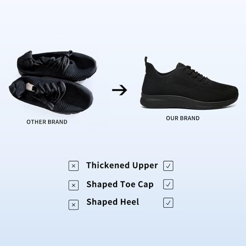 Image of Sneakers for Women Casual Lightweight Standing All Day Tennis Walking Shoes Black Non Slip Work Nursing Shoes