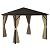 Outsunny 10' x 10' Hardtop Gazebo with Curtains and Netting, Permanent Pavilion Metal Single Roof Gazebo Canopy with Aluminum Frame and Hooks, for Garden, Patio, Backyard, Light Brown