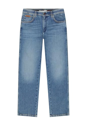 Wrangler Jeans da Uomo Texas Slim, Authentic Slim Fit, Slim Leg, Rosso, 42W x 32L