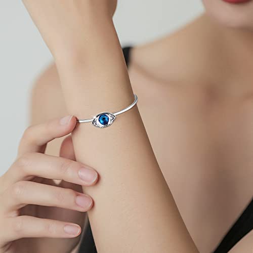 Image of Richapex Evil Eye Women's Bangle Bracelets 18K Silver Plated Pure Crystal Blue Eye Bracelet Turkish Protection Amulet Luck Gifts Evil Eye Jewelry