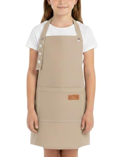 Bemawe Art Aprons for Kids Under 140CM Painting Pottery Baking, Mens Buckle Stra
