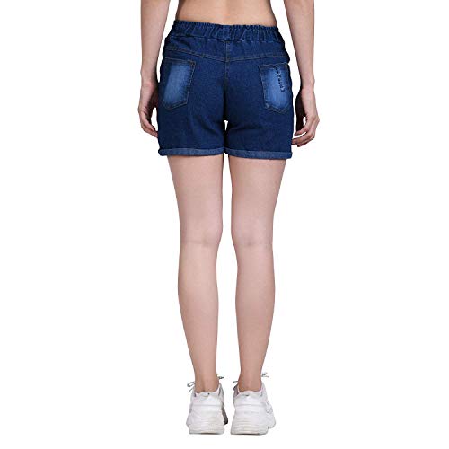 Image of Krystle Girl's Printed Regular Fit Denim Short (Dark Blue)