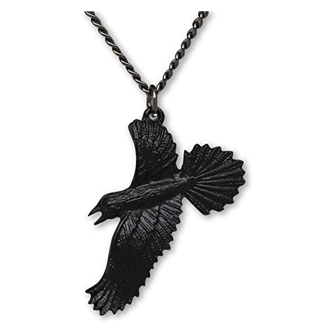 Real Metal Black Raven Black Crow Gothic Pewter Pendant Necklace Cover