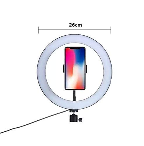 Image of Bros Moon RIYA's JINJON Professional LED Ring Light with Tripod Stand Combo | 3 Color Modes Dimmable | Lighting for Reels Makeup vlogging Shooting and Camera Clip Setup (10 Inches, White Gold)