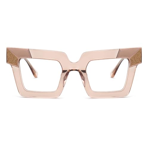 Image of Zeelool Sqaure Glasses Frame for Women, Acetate Stylish Eyeglasses Frame with Non-prescription Clear Lenses ZJGA675299