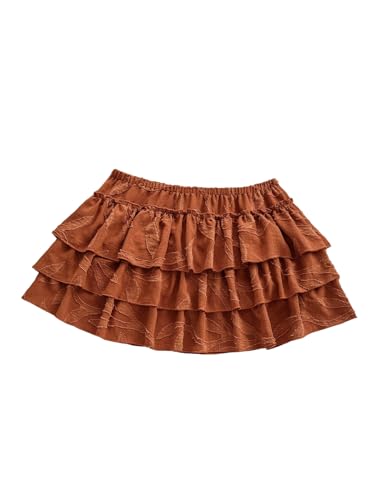 Women's Y2k Layered Ruffle Mini Skirt Floral 70s Hippie Elastic Waist A Line Skirts Vintage Skirt