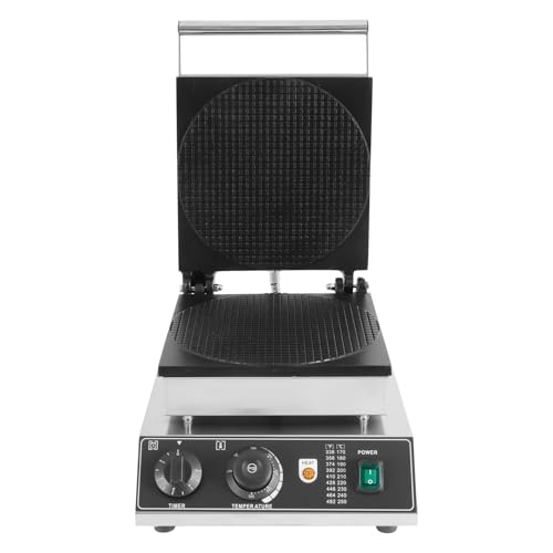 MJMLUCK Máquina para Hacer rollitos de Huevo de 1750 W y 110 V, para Interiores, stroopwafel, de Escritorio, eléctrica, Rectangular, de 50 a 300 °C (122 a 572 °F), para Hacer Conos de Helado crujien