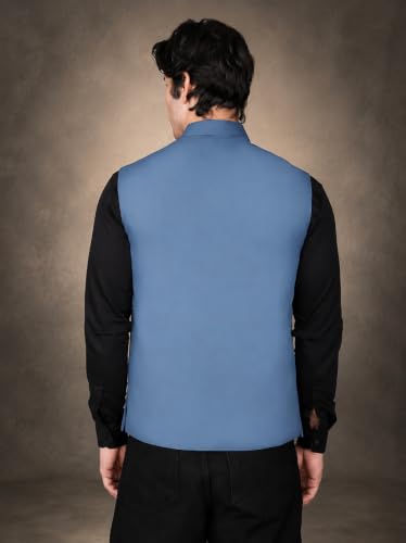 Image of Vastraa Fusion Bandi Modi Koti, Nehru Jacket for Men, Cotton Waistcoat for All Occasion: Diwali, Wedding, Ethnic, Office Party, Formal & casual Look