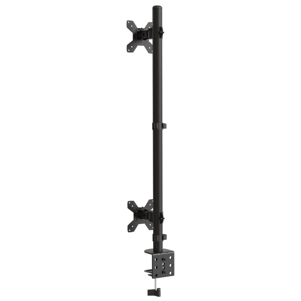 Supporto da tavolo per 2 monitor, in acciaio nero, VESA 75 100 mm, regolabile in altezza, orientabile, inclinabile, per ufficio, gaming, soggiorno, angolo di visione ottimale