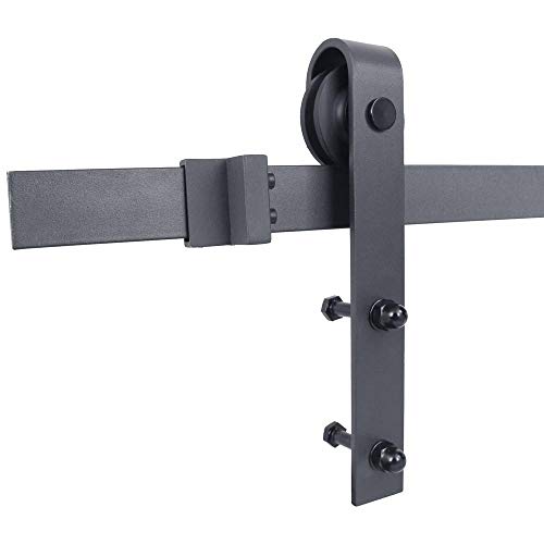 Image of 30 in. x 80 in. 6 Panel Hollow Core Oak Finished PVC Composite Interior Sliding Barn Door with Hardware Kit