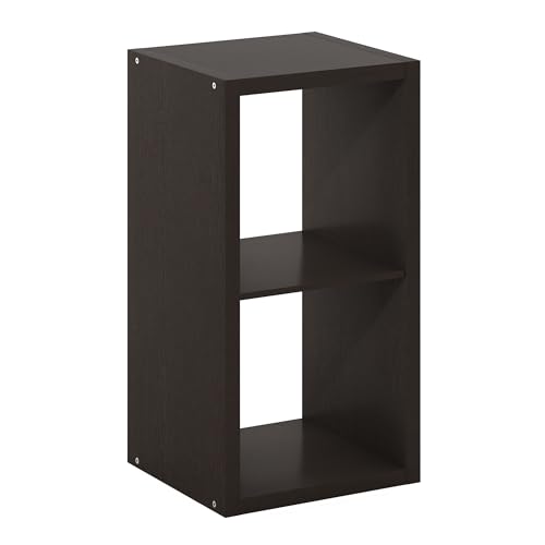 Furinno CUBICLE Book Shelf, 2-Cube Bookshelf, Extra Thick Frame Horizontally & Vertically Reversible Bookcase with Open Back, 14.6" x 16" x 30", for Living Room, Bedroom, Home Office, Black Dark Oak by Furinno - Image 8