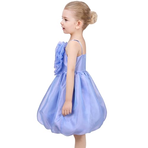 Sunny Fashion Girls Dress Rose Flower Ruffle Spaghetti Strap Princess Party4